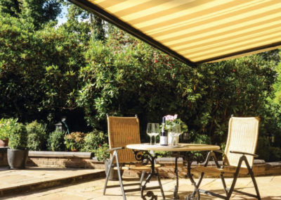 Ascot awning to shade seating area