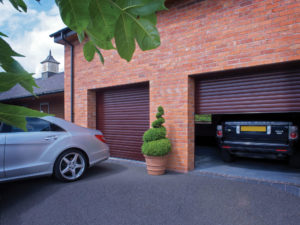 twin rosewood garage doors