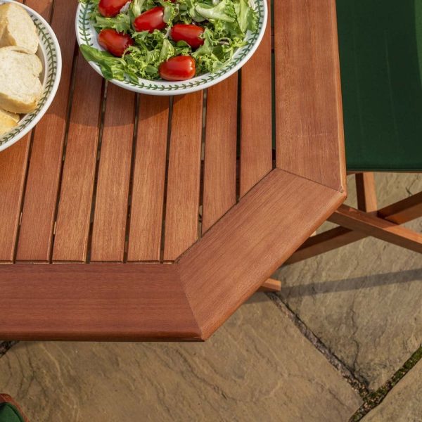 Plumley Six Seater Dining Set Green Cushions - Image 2